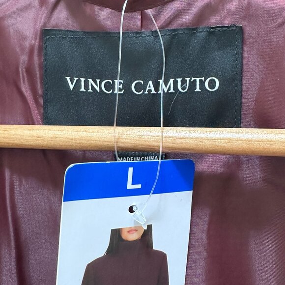 Vince Camuto Women's Full Zip Coat Mid-Length Size L Dark Red Stylish Warm (NEW) - Picture 3 of 16